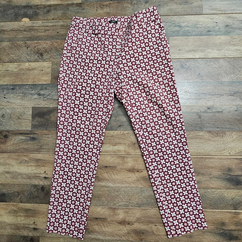 LOFT‎ Julie Skinny Pants Floral Print Red White Size 6 Career  Summer Casual